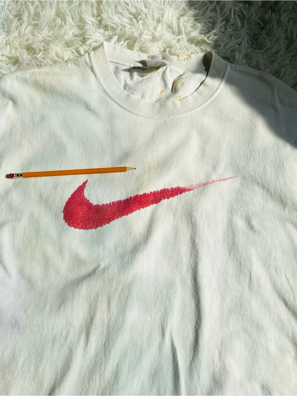 Nike White Sleeveless Muscle Tank Pink Swoosh  XL Distressed Stained DIY Project